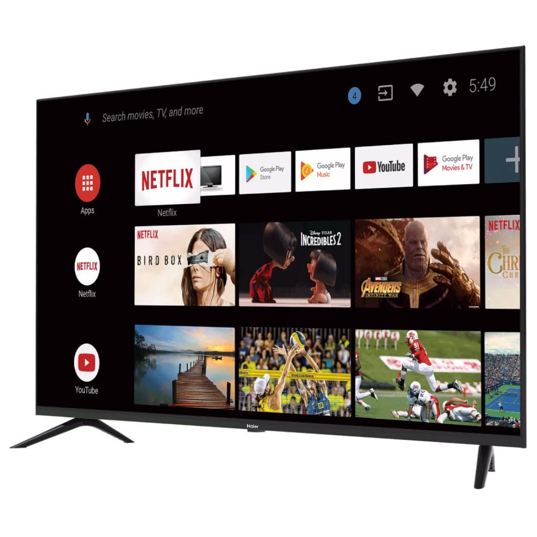 Haier 43 Inch Bezel Less Google Android TV - Smart AI Plus